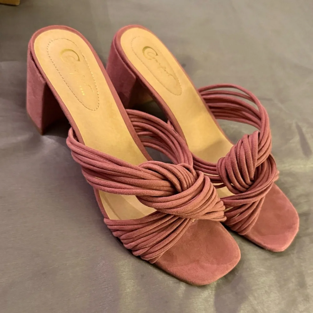 Elegant Pink Women's Heeled Sandals - Picture 1 of 1